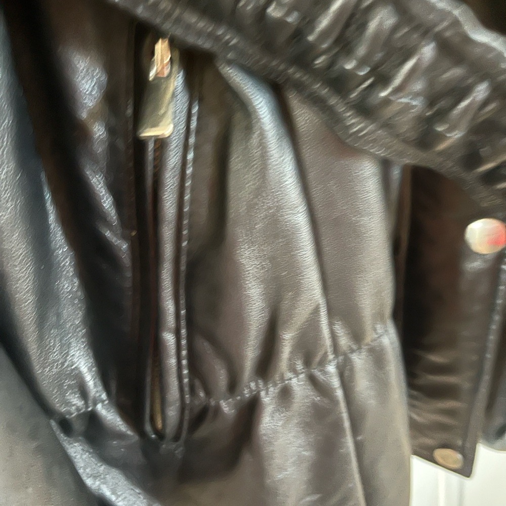 HUGE SALE!🍀🔥Neiman Marcus Black ALL LEATHER FUR HOODED JACKET XL - Picture 4 of 7